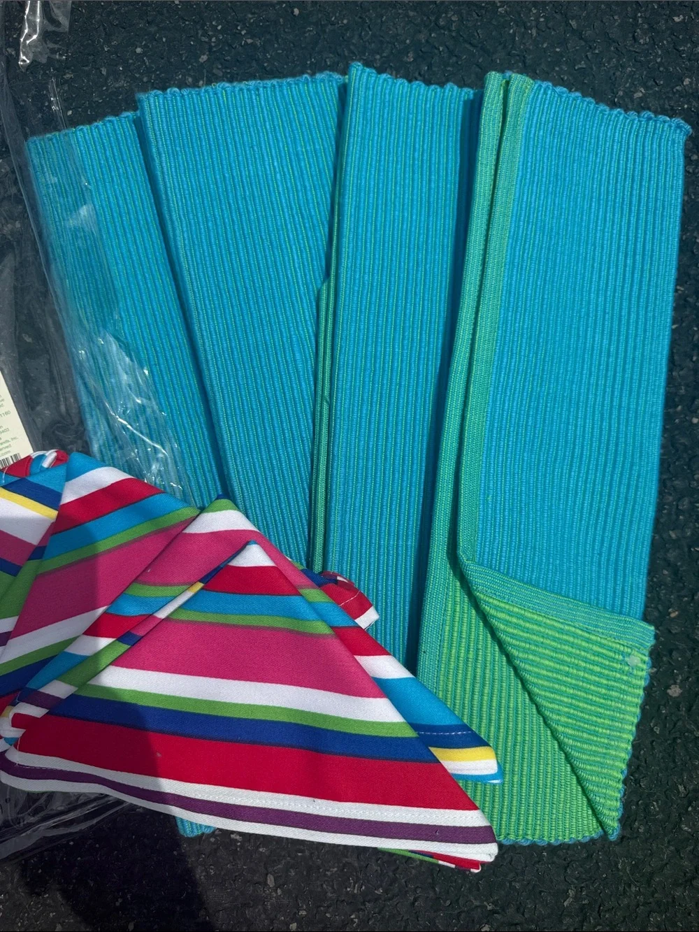 Target Bright Turquoise and Multicolor Striped Party Napkin Set